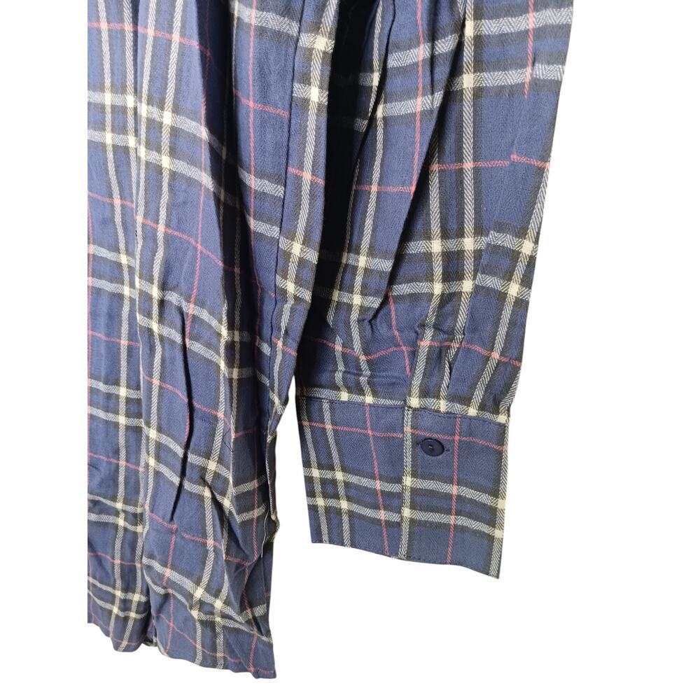 New Easel Los Angeles Oversized Off Shoulder Plaid Shirt Dress Cotton SZ M - Picture 14 of 16